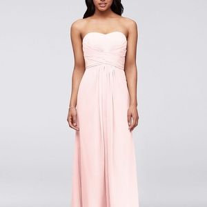 Davids Bridal petal pink chiffon bridesmaid dress